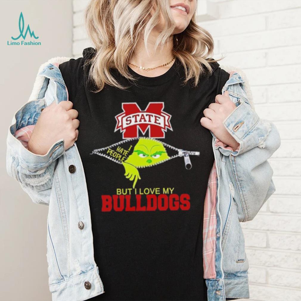 Grinch zipper I hate people but I love my Mississippi State Bulldogs shirt Grinch zipper I hate people but I love my Mississippi State Bulldogs shirt