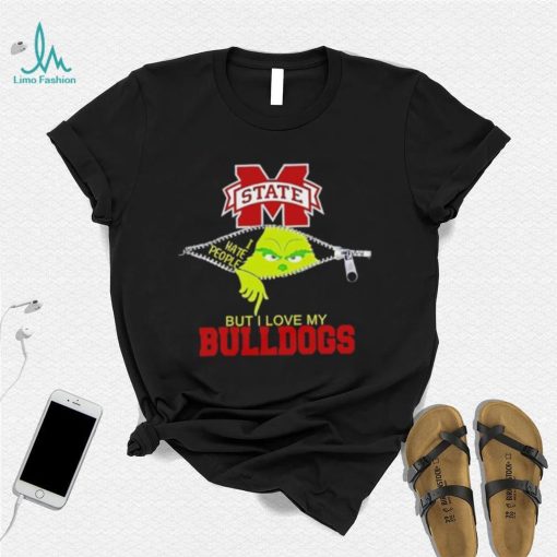 Grinch zipper I hate people but I love my Mississippi State Bulldogs shirt