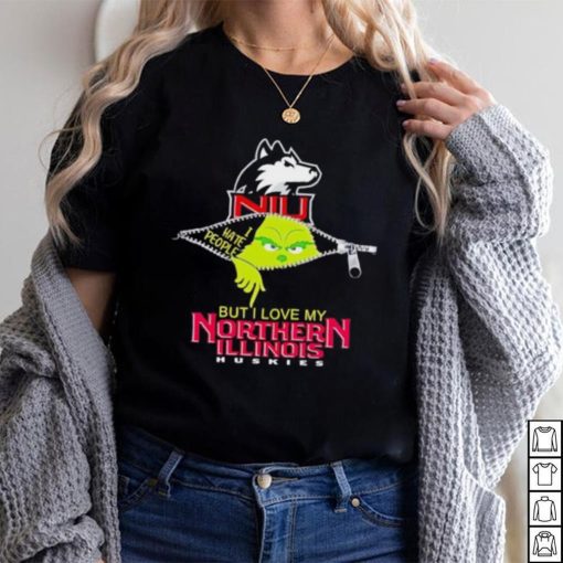 Grinch zipper I hate people but I love my Northern Illinois Huskies shirt