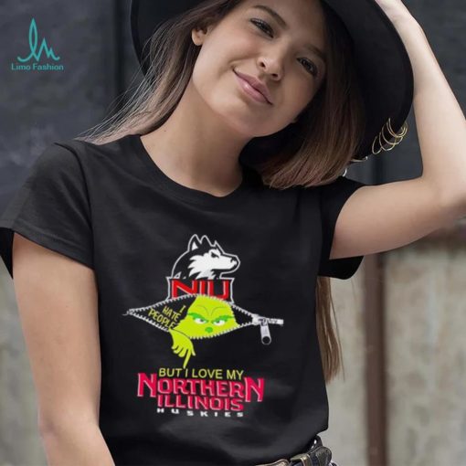 Grinch zipper I hate people but I love my Northern Illinois Huskies shirt