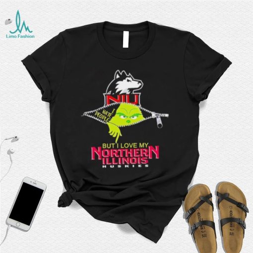 Grinch zipper I hate people but I love my Northern Illinois Huskies shirt