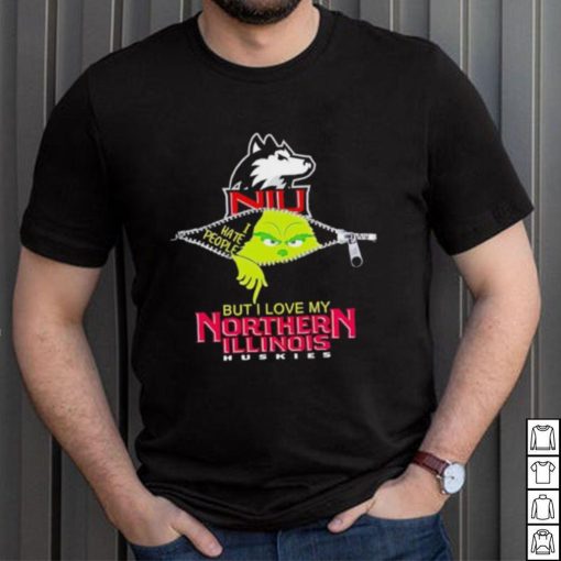 Grinch zipper I hate people but I love my Northern Illinois Huskies shirt