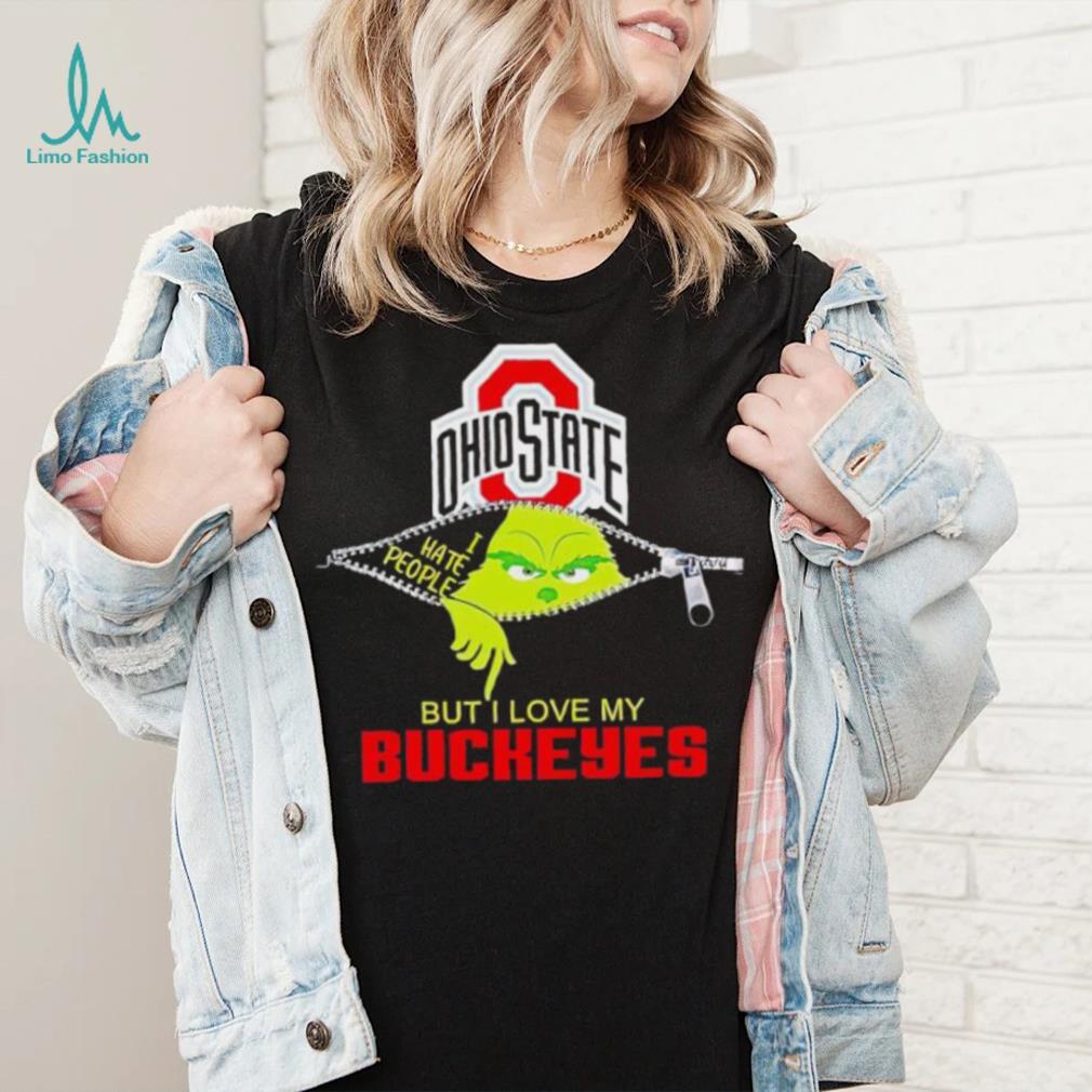 Grinch zipper I hate people but I love my Ohio State Buckeyes shirt Grinch zipper I hate people but I love my Ohio State Buckeyes shirt