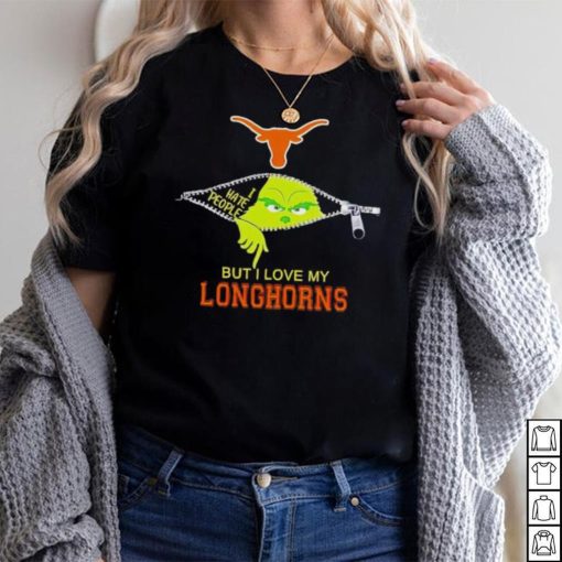 Grinch zipper I hate people but I love my Texas Longhorns shirt