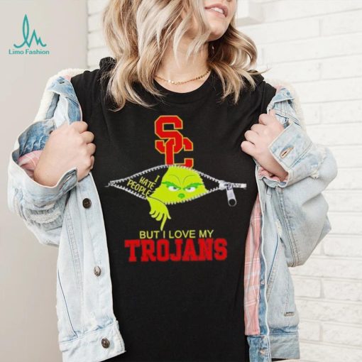 Grinch zipper I hate people but I love my USC Trojans shirt