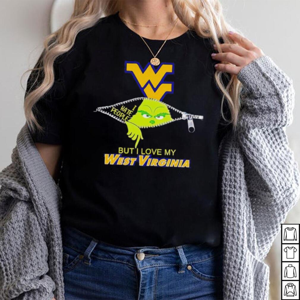 Grinch zipper I hate people but I love my West Virginia Mountaineers shirt Grinch zipper I hate people but I love my West Virginia Mountaineers shirt