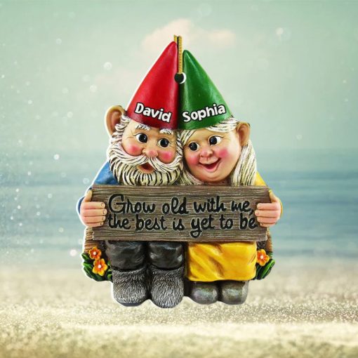 Grow Old With Me, The Best Is Yet To Be, Couple Gift, Personalized Acrylic Ornament, Old Garden Gnome Couple Ornament, Christmas Gift