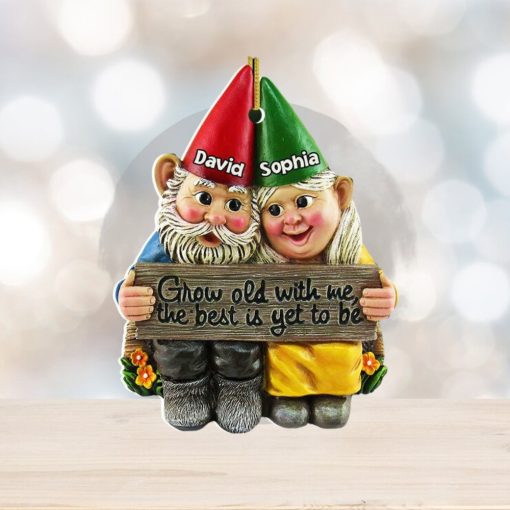 Grow Old With Me, The Best Is Yet To Be, Couple Gift, Personalized Acrylic Ornament, Old Garden Gnome Couple Ornament, Christmas Gift