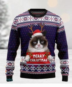 Grumpy Cat Merry Christmas Xmas Santa Hat Ugly Christmas Sweaters Gift For Men Women