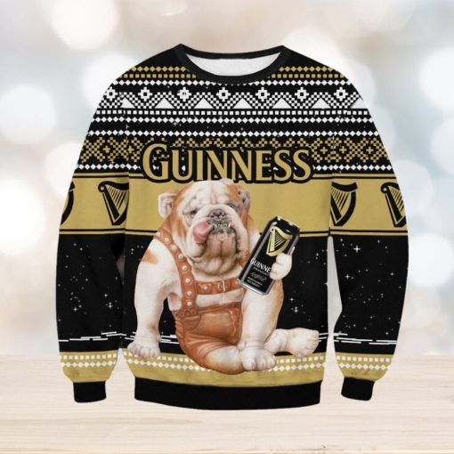 Guinness Bulldog Galaxy Background Ugly Christmas Sweater