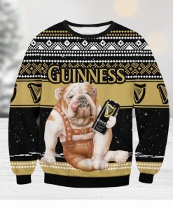 Guinness Bulldog Galaxy Background Ugly Christmas Sweater