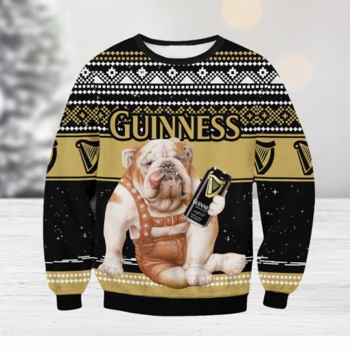 Guinness Bulldog Galaxy Background Ugly Christmas Sweater