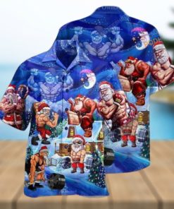 Gym Santa Christmas Aloha Shirt, Santa Claus Hawaiian