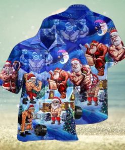 Gym Santa Christmas Aloha Shirt, Santa Claus Hawaiian