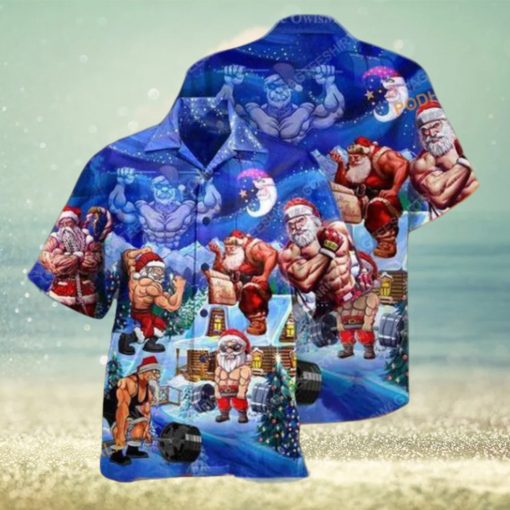 Gym Santa Christmas Aloha Shirt, Santa Claus Hawaiian