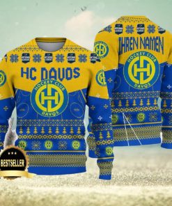 HC Davos Ugly Christmas Sweater Logo Custom Name Gift Fans