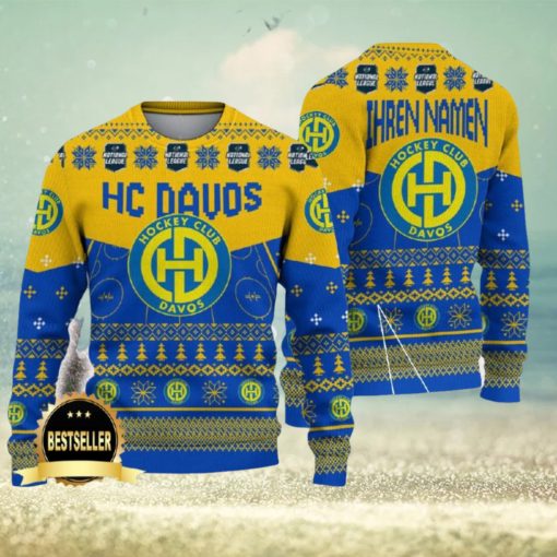 HC Davos Ugly Christmas Sweater Logo Custom Name Gift Fans