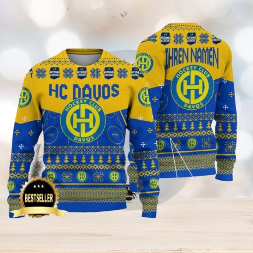 HC Davos Ugly Christmas Sweater Logo Custom Name Gift Fans