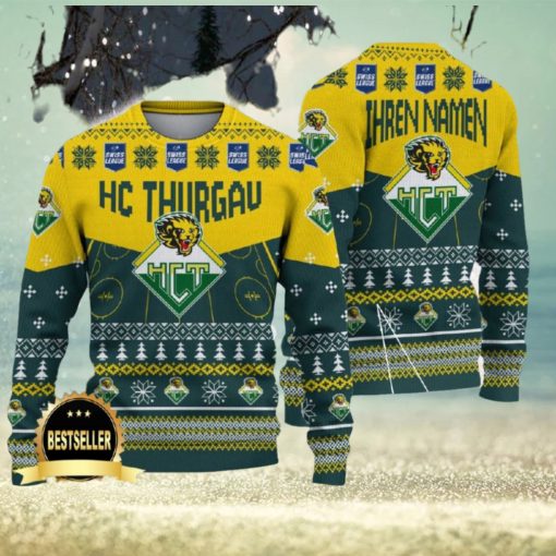 HC Thurgau Ugly Christmas Sweater Logo Custom Name Gift Fans