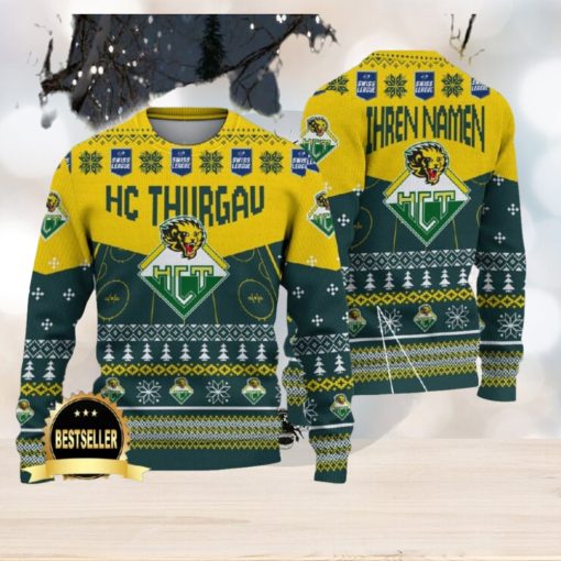 HC Thurgau Ugly Christmas Sweater Logo Custom Name Gift Fans