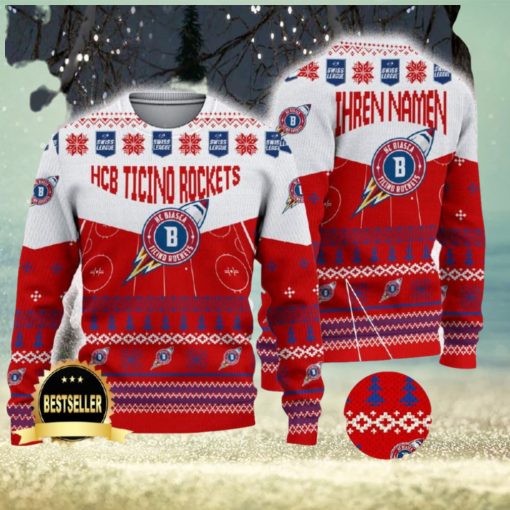 HCB Ticino Rockets Ugly Christmas Sweater Logo Custom Name Gift Fans