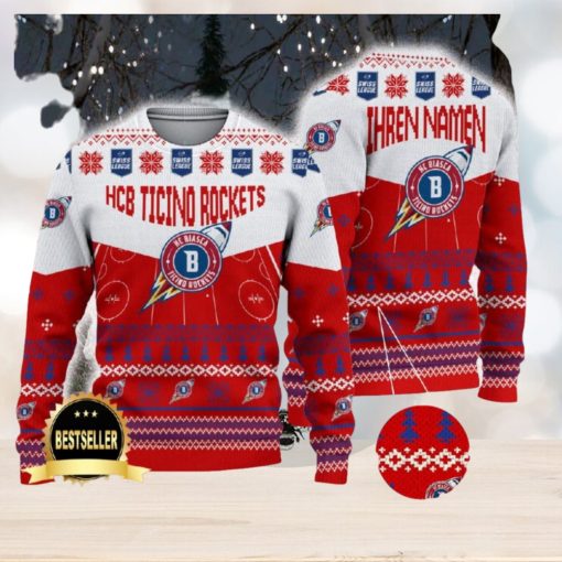 HCB Ticino Rockets Ugly Christmas Sweater Logo Custom Name Gift Fans