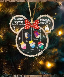 Hands Down, You’re The Happiest Nana Around, Gift For Family, Personalized Acrylic Ornament, Cartoon Gloves Ornament, Christmas