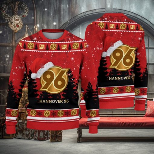 Hannover 96 Logo Wearing Santa Hat Ugly Christmas Sweater Unisex 3D Christmas sweater