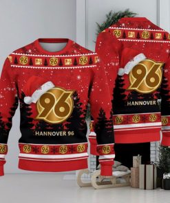 Hannover 96 Logo Wearing Santa Hat Ugly Christmas Sweater Unisex 3D Christmas sweater