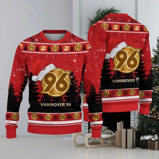 Hannover 96 Logo Wearing Santa Hat Ugly Christmas Sweater Unisex 3D Christmas sweater