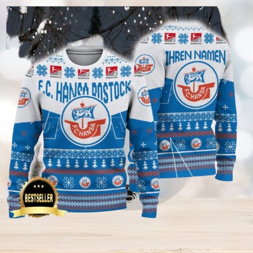 Hansa Rostock Ugly Christmas Sweater Logo Custom Name Gift Fans