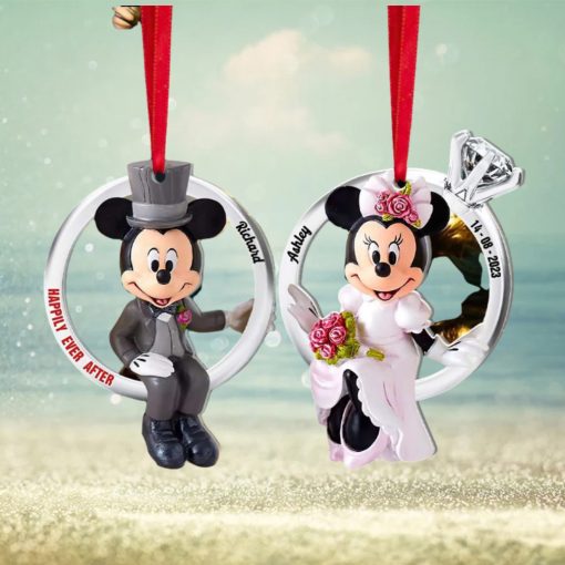 Happily Ever After, Set Of 2 Personalized Ornaments For Couple, Christmas Gift, Anniversary Gift Ideas