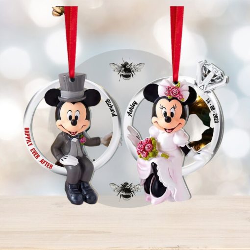 Happily Ever After, Set Of 2 Personalized Ornaments For Couple, Christmas Gift, Anniversary Gift Ideas