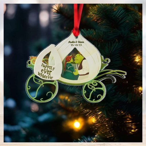 Happily Ever Whatever, Couple Gift, Personalized Acrylic Ornament, Green Couple Ornament, Christmas Gift