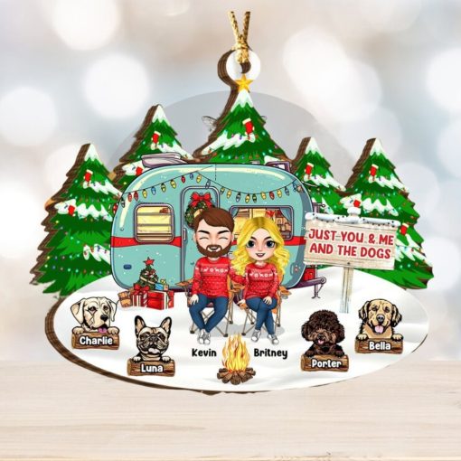 Happy Couple, Just You & Me And The Dogs, Personalized Wood Ornament