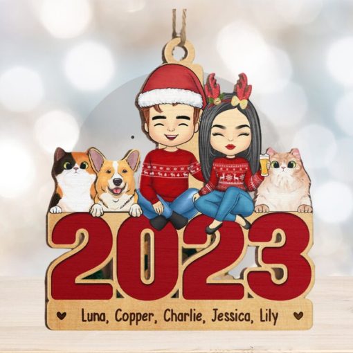 Happy Howlidays With All Our Love   Dog & Cat Personalized Custom Ornament   Wood Unique Shaped   Christmas Gift For Pet Owners, Pet Lovers