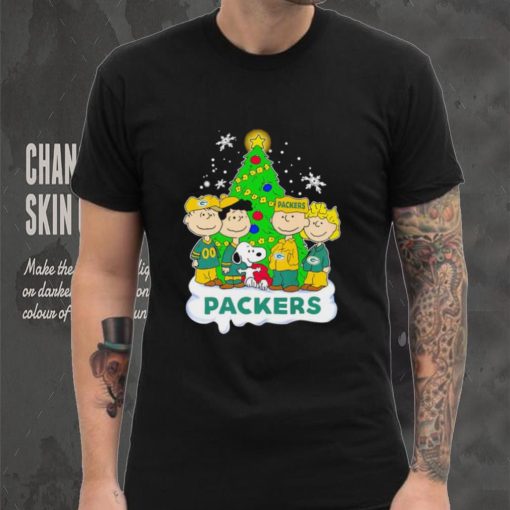 Happy Merry Christmas Peanuts Christmas tree Green Bay Packers football logo gift shirt