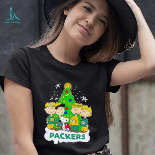 Happy Merry Christmas Peanuts Christmas tree Green Bay Packers football logo gift shirt