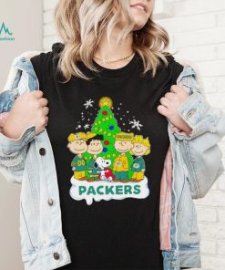 Happy Merry Christmas Peanuts Christmas tree Green Bay Packers football logo gift shirt