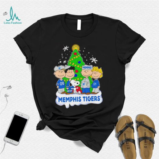 Happy Merry Christmas Peanuts Christmas tree Memphis Tigers football logo gift shirt