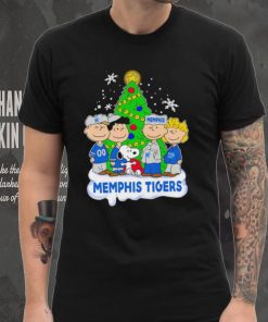 Happy Merry Christmas Peanuts Christmas tree Memphis Tigers football logo gift shirt