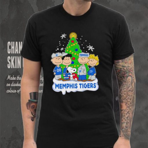 Happy Merry Christmas Peanuts Christmas tree Memphis Tigers football logo gift shirt