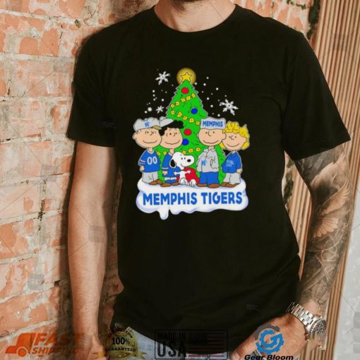 Happy Merry Christmas Peanuts Christmas tree Memphis Tigers football logo gift shirt