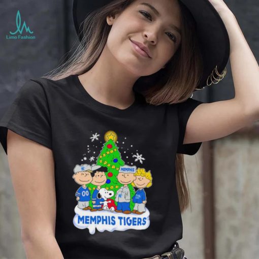 Happy Merry Christmas Peanuts Christmas tree Memphis Tigers football logo gift shirt