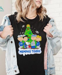 Happy Merry Christmas Peanuts Christmas tree Memphis Tigers football logo gift shirt