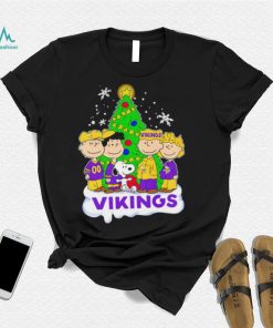 Happy Merry Christmas Peanuts Christmas tree Minnesota Vikings football logo gift shirt