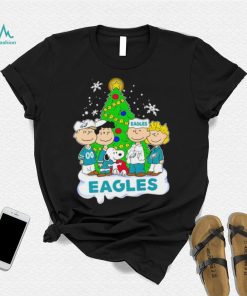 Happy Merry Christmas Peanuts Christmas tree Philadelphia Eagles football logo gift shirt