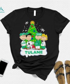 Happy Merry Christmas Peanuts Christmas tree Tulane Green Wave football logo gift shirt