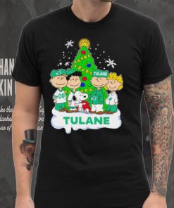 Happy Merry Christmas Peanuts Christmas tree Tulane Green Wave football logo gift shirt