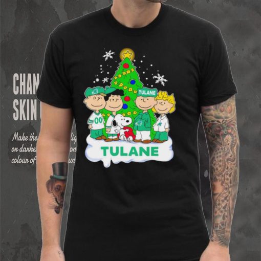 Happy Merry Christmas Peanuts Christmas tree Tulane Green Wave football logo gift shirt